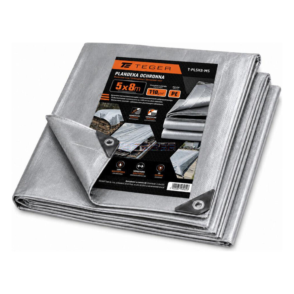 Brezents 5x8 m 110 g/m² sudraba