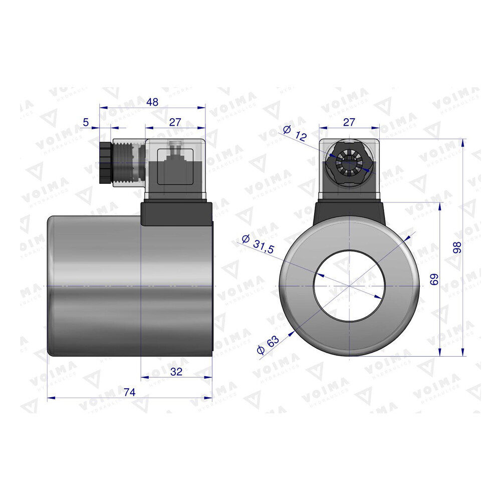 Spole solenoīda vārstam V-DVS-80L 12V DC