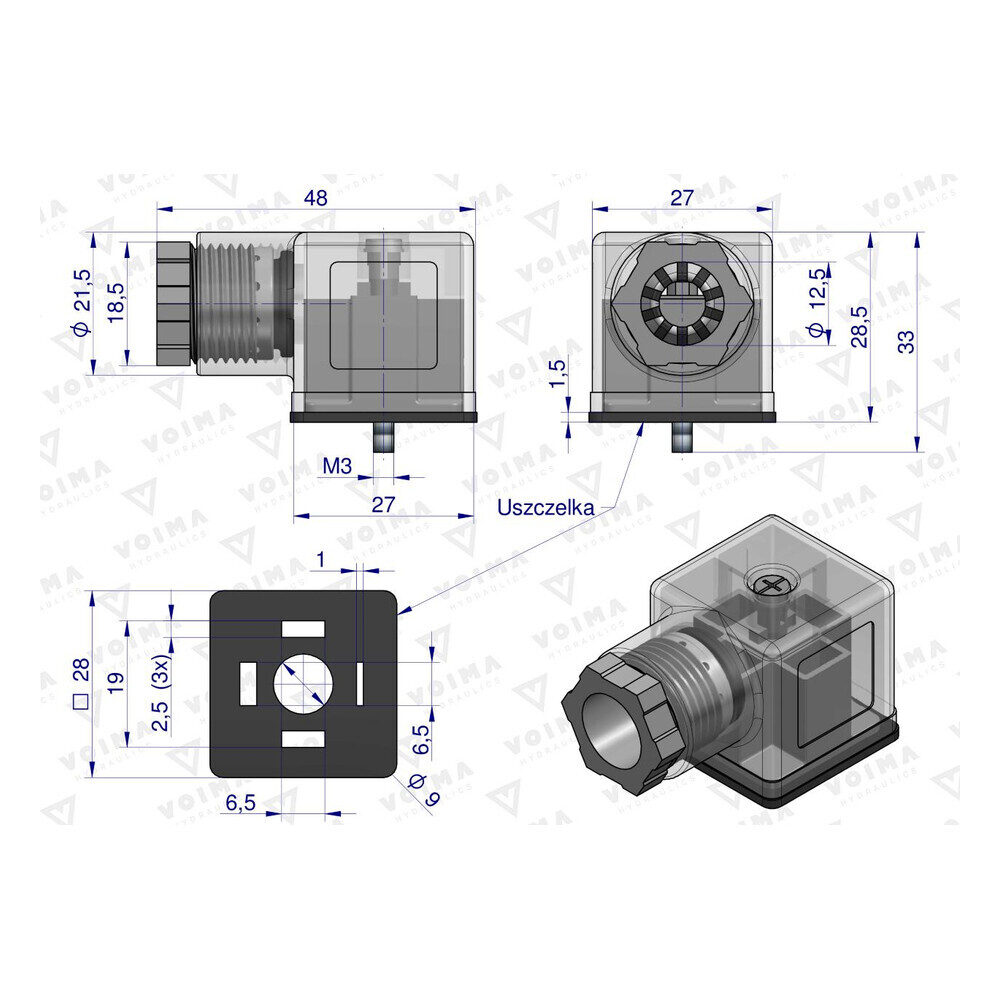 Elektriskais savienotājs SP666 spolēm 12V un