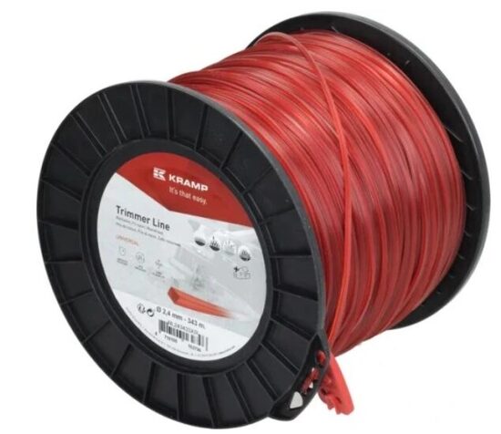 Trimera aukla Ø 2,4 mm 343 m kvadrātveida sarkana Kramp