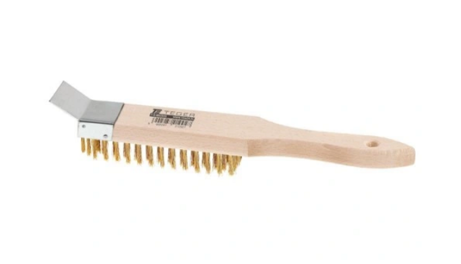 Drāšu birste PREMIUM - misiņa stieple ar skrāpi, 4 rindas, TEGER MISZ020